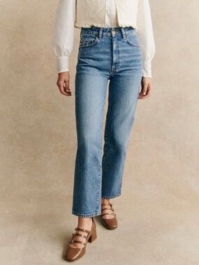 Sezane L'iconique Droit Trousers Denim - Size 14